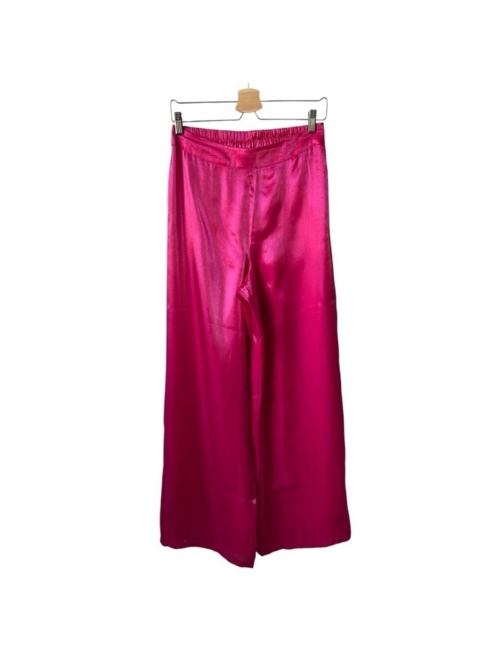 House of Harlow 1960 disco Satin high rise Hot Pink Wide-Leg Pants size small